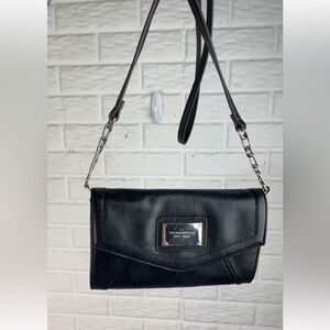 Tignanello Black Crossbody Bag with Silver Accents with RFID cards to protect